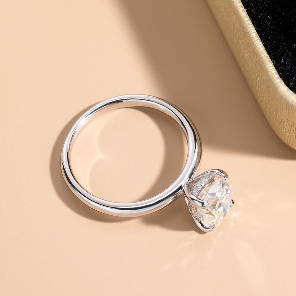 Certified 2ct. t.w. Moissanite Diamond Oval Hidden Halo Engagement Ring NEW - Picture 5 of 14